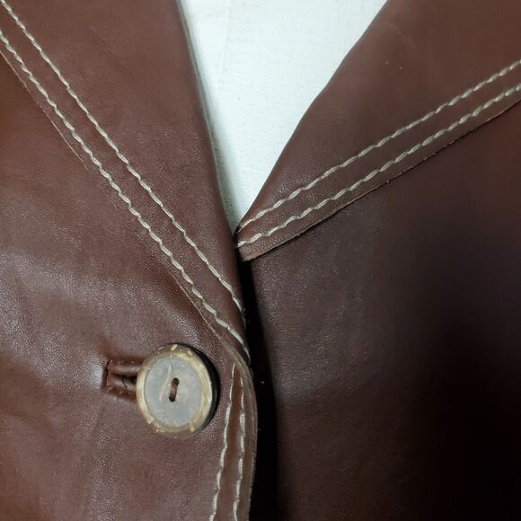 Cabi Brown Soft Leather Jacket With Contrast Stitches Size Medium - Picture 4 of 8